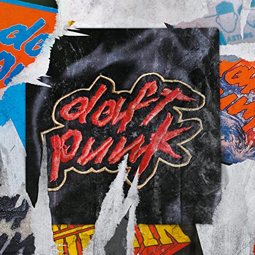 Daft Punk "Homework (Remixes)" vinyl cover with torn poster effect.