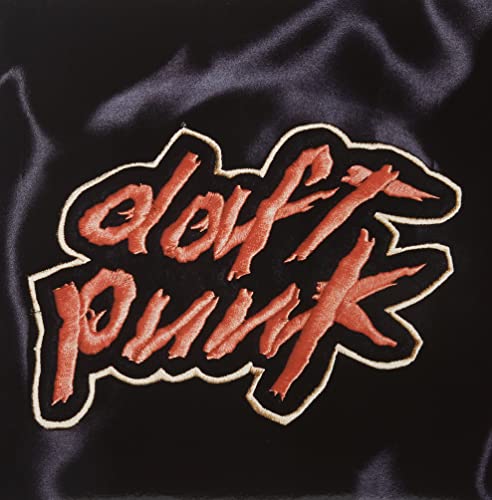 Daft Punk "Homework" vinyl album cover with red, textured lettering.