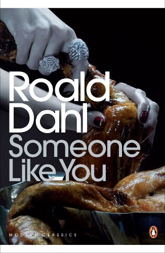 Hands wearing large rings hold a roasted chicken on this book cover.