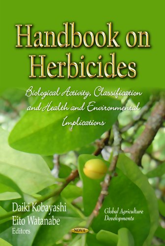 Book cover: "Handbook on Herbicides" with green foliage background.
