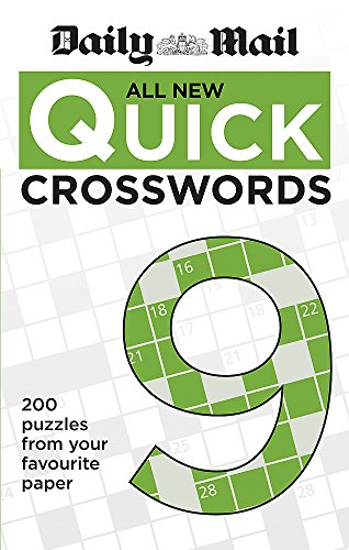 "Book cover with 'Daily Mail All New Quick Crosswords 9' title and crossword puzzle design."