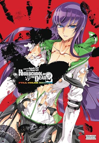 Manga cover featuring a purple-haired woman in a torn school uniform on red background.