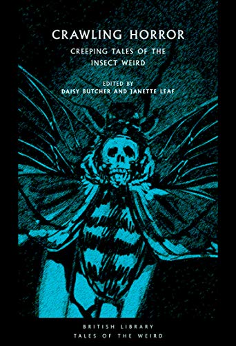 Book cover featuring a blue, sketch-style insect with a human skull for a head.