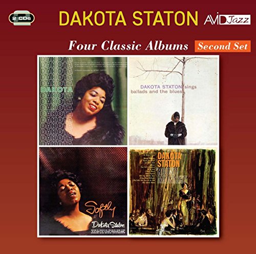 CD cover for Dakota Staton’s “Four Classic Albums” with portrait and scenes.