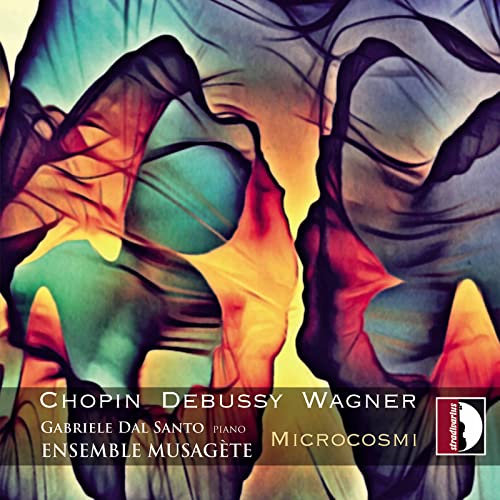 CD cover for “Microcosmi” by Dal Santo/Musagete, abstract colorful design.