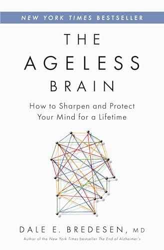 Book cover: "The Ageless Brain" with a colorful, geometric brain illustration.
