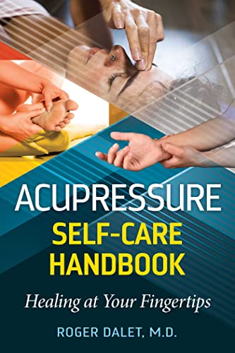 Book cover showing hands applying acupressure to a person’s head and wrist.