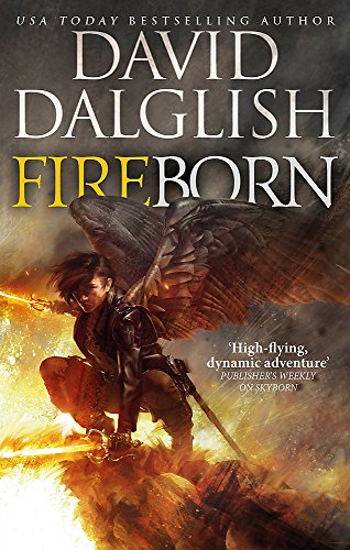 Book cover featuring a winged figure in leather armor holding a glowing sword.