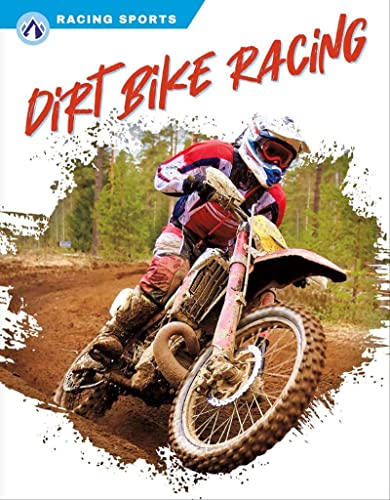 Dirt bike racer on a muddy track, wearing helmet and gear.