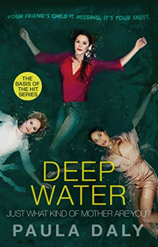 Book cover showing three women floating in dark green water with title Deep Water.