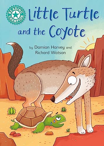 Book cover: a coyote looking down at a small green turtle.