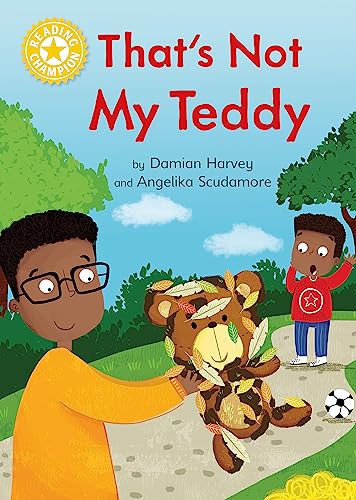 Book cover showing a boy holding a leaf-covered teddy bear while another boy watches.