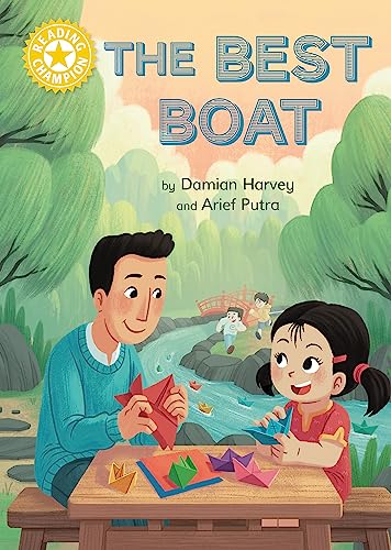 Book cover: father and daughter making paper boats outdoors.