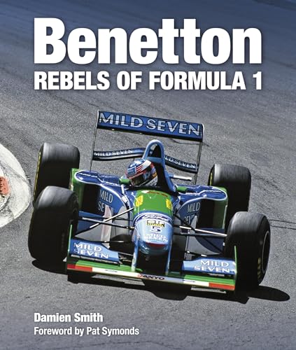 Book cover: "Benetton: Rebels of Formula 1" featuring a racing car.