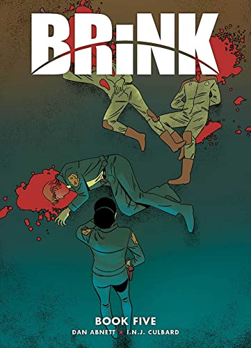 Book cover: "Brink Book Five" depicts figures and blood splatters.