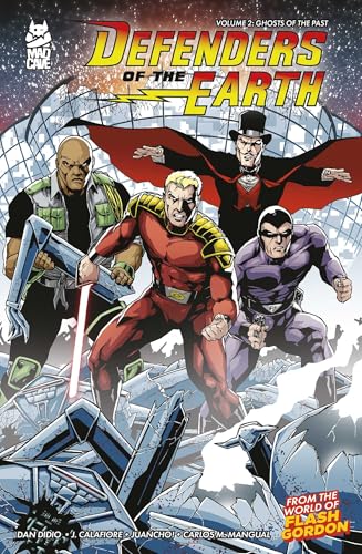 Comic book cover featuring four superhero characters in dynamic poses.