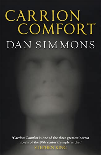 Book cover: “Carrion Comfort” by Dan Simmons, with a blurred face.