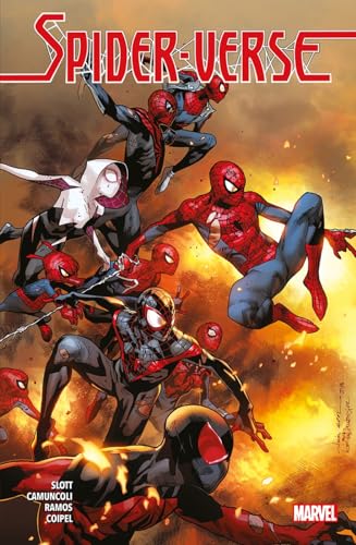 Comic book cover featuring multiple Spider-People in dynamic poses.