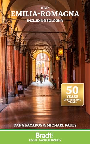 Book cover showing a sunlit arched walkway in Bologna with people walking through.