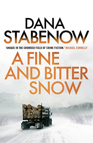 Book cover: “A Fine and Bitter Snow” with a snowy landscape and truck.