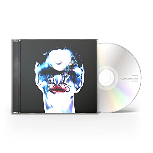 CD case with abstract, distorted face art and a silver disc beside it.