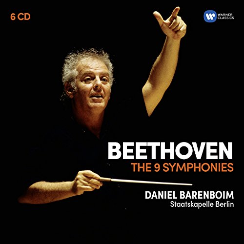 Daniel Barenboim conducting, album cover for Beethoven’s nine symphonies, 6CDs.