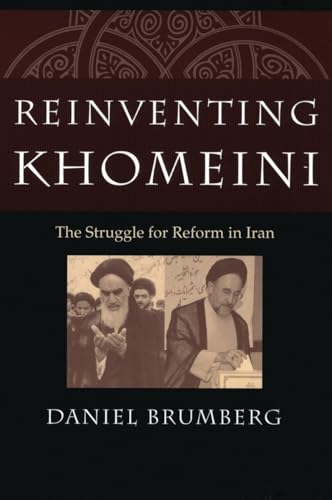 BookHBbook cover for Reinventing Khomeini by Daniel Brumberg featuring two photos of Khomeini.