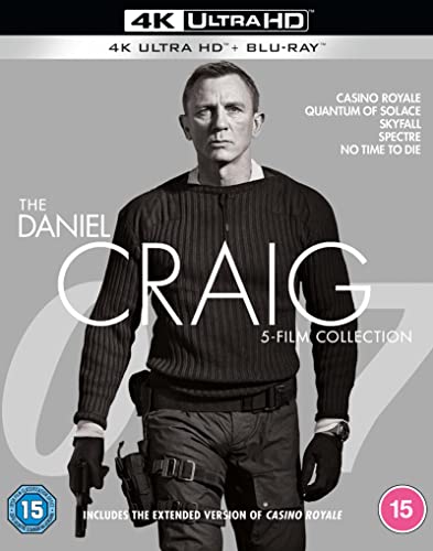 Daniel Craig as James Bond, 5-film Blu-ray collection cover art.