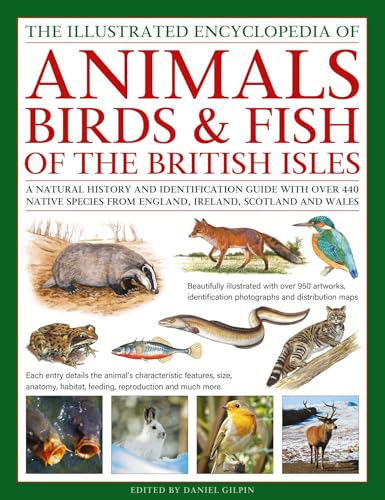 Book cover featuring illustrated British animals, birds, and fish species.