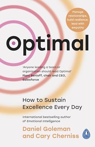 Book cover for "Optimal" by Daniel Goleman and Cary Cherniss, with concentric circles.