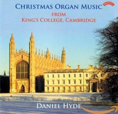 CD cover featuring King’s College, Cambridge, with text “Christmas Organ Music.”