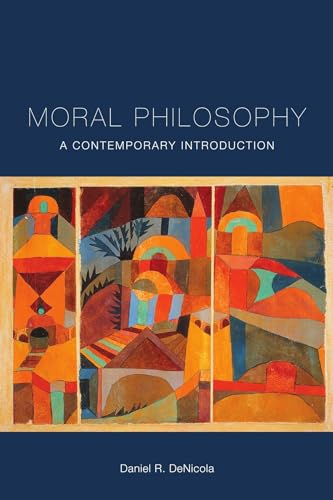 Book cover for "Moral Philosophy" with abstract, colorful architectural art.
