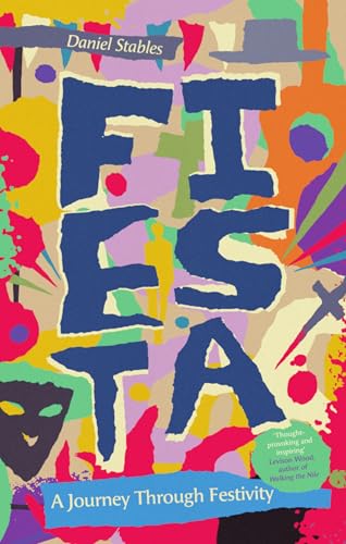 Book cover with the title Fiesta in large blue letters over a colorful abstract background.