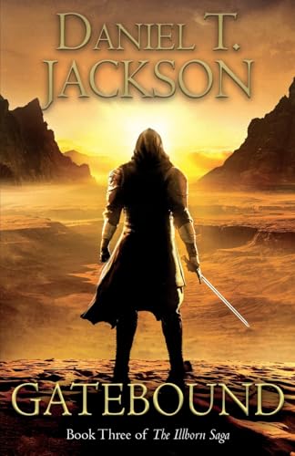 Book cover: hooded figure with sword, standing before a desert landscape.