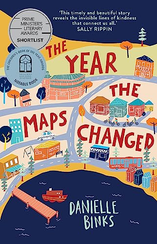 Book cover: illustrated town map with colorful buildings and people.