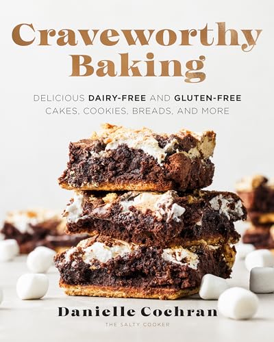 Cookbook cover with stacked chocolate brownies and marshmallows, titled "Craveworthy Baking".