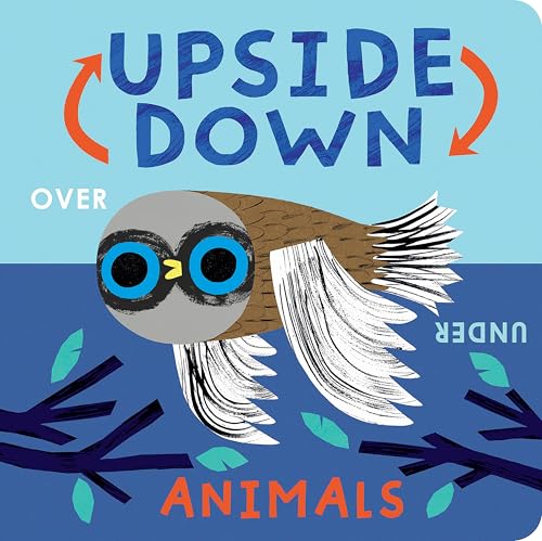 Book cover for Upside Down Animals featuring a stylized owl against a blue background.