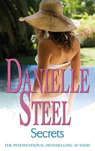 Book cover: woman in swimsuit and hat, title “Secrets” by Danielle Steel.