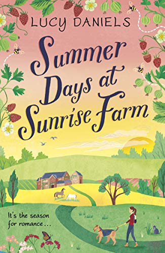 Book cover depicting a farm scene with a woman walking a dog.