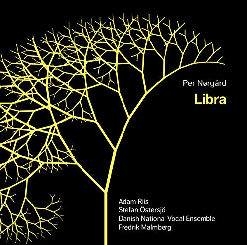 Black background with a yellow tree branch design and album title “Libra”.