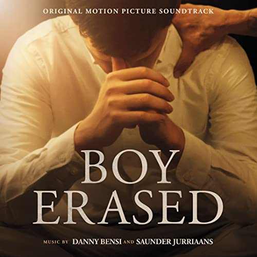 Boy Erased" soundtrack CD cover with a young man in a distressed pose.