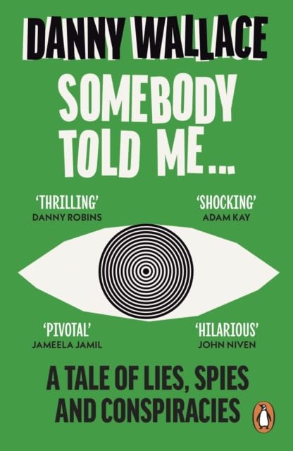 Book cover: green background, large eye illustration, and white text.