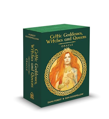 Deck of cards with Celtic female figures and mystical symbols on each card.