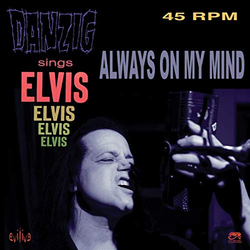 Vinyl record cover with Danzig singing into a microphone, dark background, colorful text overlay.