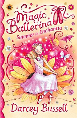 Book cover: fairy girl in pink dress sitting on a sunflower.