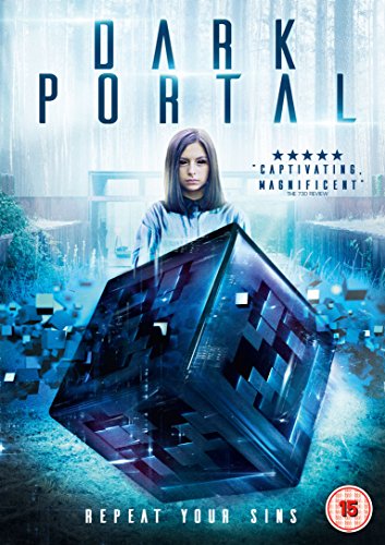 DVD cover for "Dark Portal" featuring a woman and a pixelated portal.