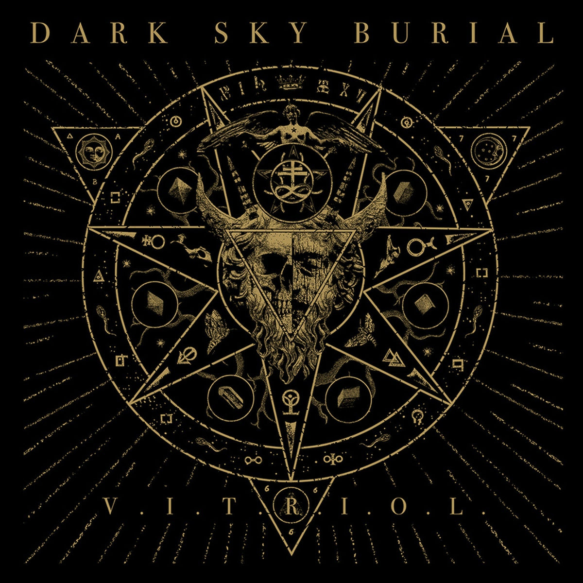 CD cover art: skull within a complex, golden geometric and occult design.