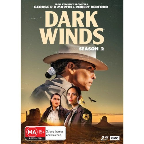 Dark Winds" Season 2 DVD cover featuring three officers in a desert landscape.