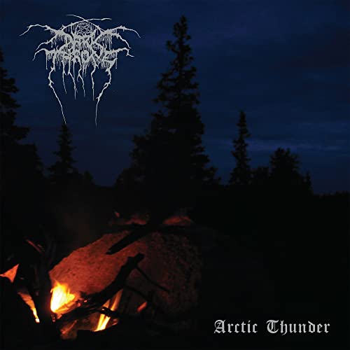 Darkthrone album cover: snowy forest, campfire, and band logo.