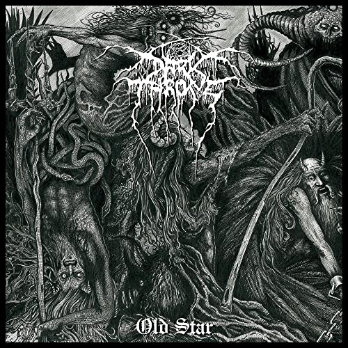 Darkthrone “Old Star” vinyl cover: detailed, black and white demonic illustration.
